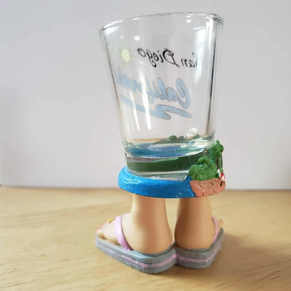 San Diego CA 3D‎ Beach Scene Shot Glass Flip Flop Feet Base 4